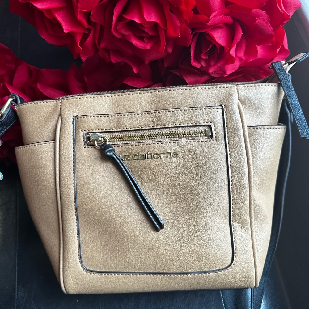 Tan and black straps Liz Claiborne Crossbody Bag